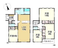 DEMO-01 ●2017年10月建築、オール電化住宅
●駐車スペース3台（車種による）
●1Fリビング電動シャッター、全室エアコン付き