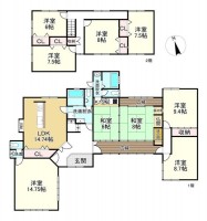 DEMO-01 ●土地面積約305.03坪
●キッチン・浴室・洗面・トイレ2ヶ所ずつあり
●9LDK