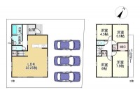 DEMO-01 ●ZEH水準省エネ住宅
●駐車3台可（車種による）
●LDK22.25帖、リビング階段